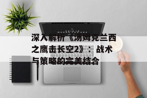 深入解析《汤姆克兰西之鹰击长空2》：战术与策略的完美结合